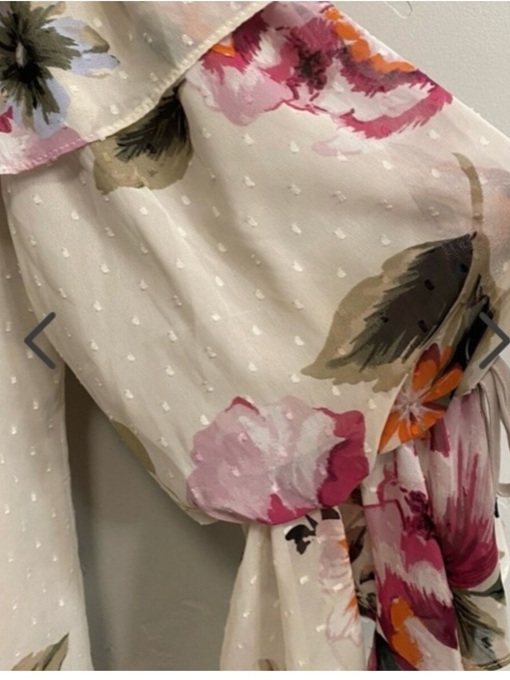 White House Black Market Floral Off Shoulder Ruffle Blouse Size L - Picture 6 of 13